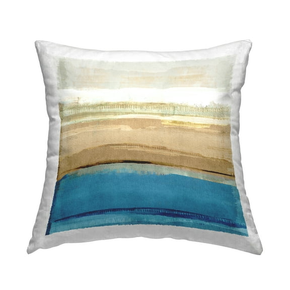 Stupell Industries Blue & Beige Abstraction Square Decorative Printed Throw Pillow, 18 x 18