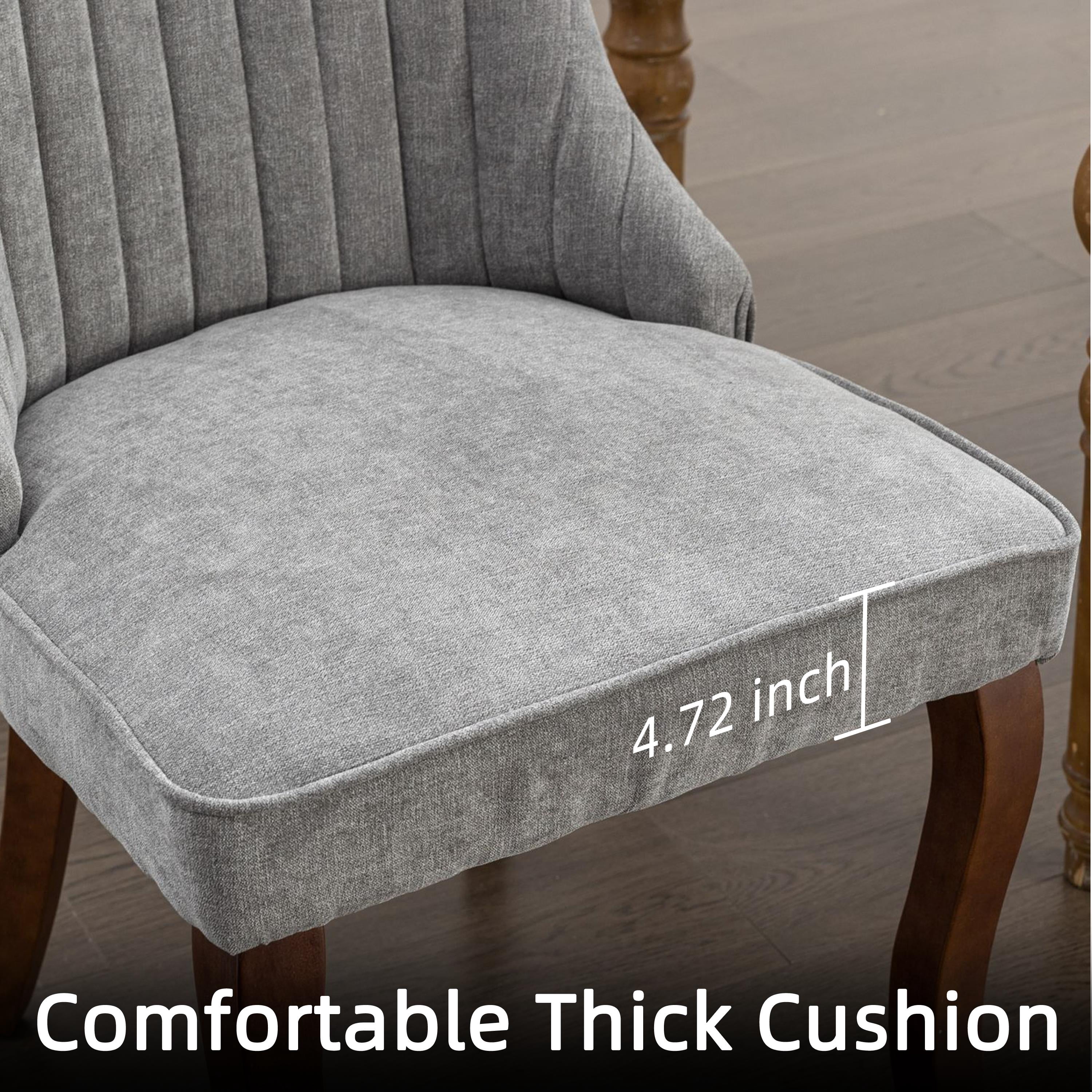 Dining Chairs Set of 4, PAPROOS Velvet Upholstered Dining Chairs, Farmhouse Accent Chair Side Chair with High Backrest and Solid Wood Legs, Kitchen Chair for Dining Kitchen Living Room, Gray