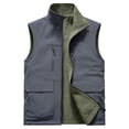 thumbnail image 3 of Gfyviroh Mens Fleece Lined Vests Multi Pockets Waterproof Sleeveless Jackets Turn-down Collar Zip Up Vest Coats, 3 of 3