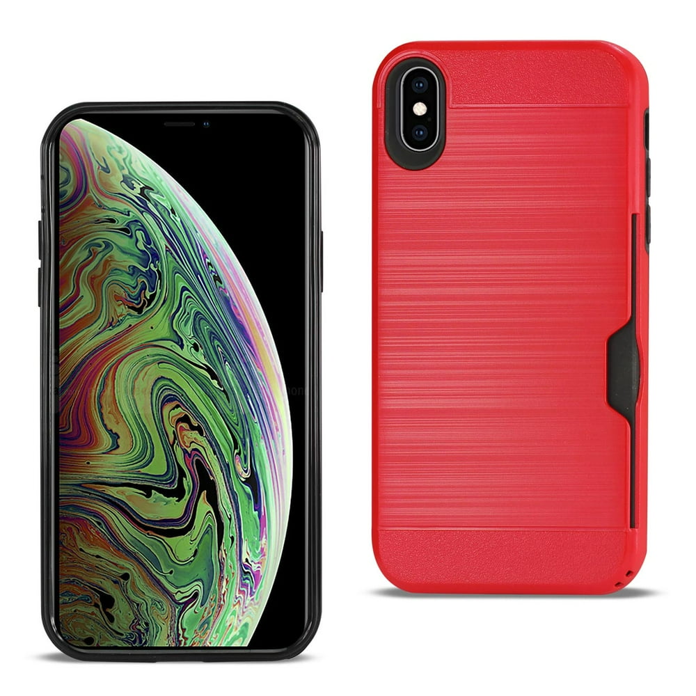 Iphone Xs Max Slim Armor Hybrid Case With Card Holder In Red - Walmart