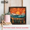 thumbnail image 6 of 2D Flat, 1pc 8x8 Inch Wooden Framed Wall Art - Summer Landscape with Mountains, Sun Pine Trees, Recycled Wood Horizontal Wall Decor for Living Room, Kitchen, Decorative plagu., 6 of 9