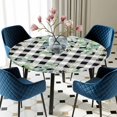 thumbnail image 5 of Elastic Fitted Round Tablecloth, Green Eucalyptus Leaves Waterproof Stretch Table Cover for 45"-54" Tables, Daisy Floral Washable Outdoor Tablecloths for Patio, Picnic, Camping, 5 of 9