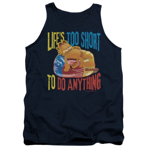 Garfield Too Short Adult Tank Top Navy