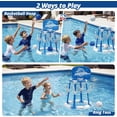 thumbnail image 2 of 2 in 1 Pool Basketball Hoop, Floating Pool Toys with 4 Balls/8 Ring Toss Game for Kids Ages 4-8, Indoor Outdoor Water Basketball for Poolside Family Party for Adults Kids 8-12, Blue, 2 of 9