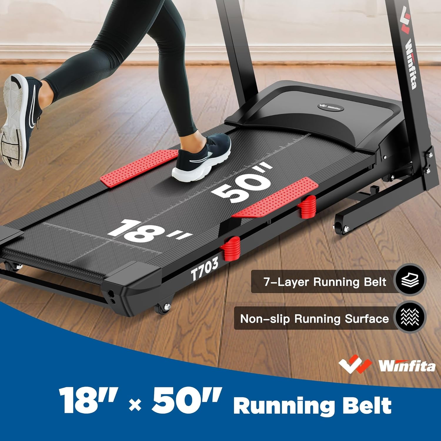 Winfita Treadmill with 15% Auto Incline, 300lbs Capacity, 4.0HP Foldable Treadmill for Home with Bluetooth, 10MPH Speed, APP, 64 Preset Programs & 3 Modes, Portable Self-Standing Electric Treadmill