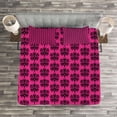 thumbnail image 3 of Ambesonne Hot Pink Quilted Bedspread Set 3 Pcs, Eastern Orient, King Size, Black Hot Pink, 3 of 3