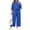 Blue, variant on Solid Color 2 Pieces Plus Size Sets Women Three Quarter Sleeve Tops and Wide Leg Pants
