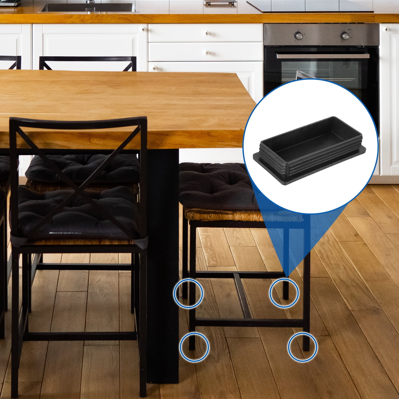 Unique Bargains Rectangle Tubing End Caps Plastic Hole Plugs Metal Chair 2 pcs