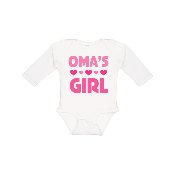 Inktastic Oma's Girl Heart Girls Long Sleeve Baby Bodysuit