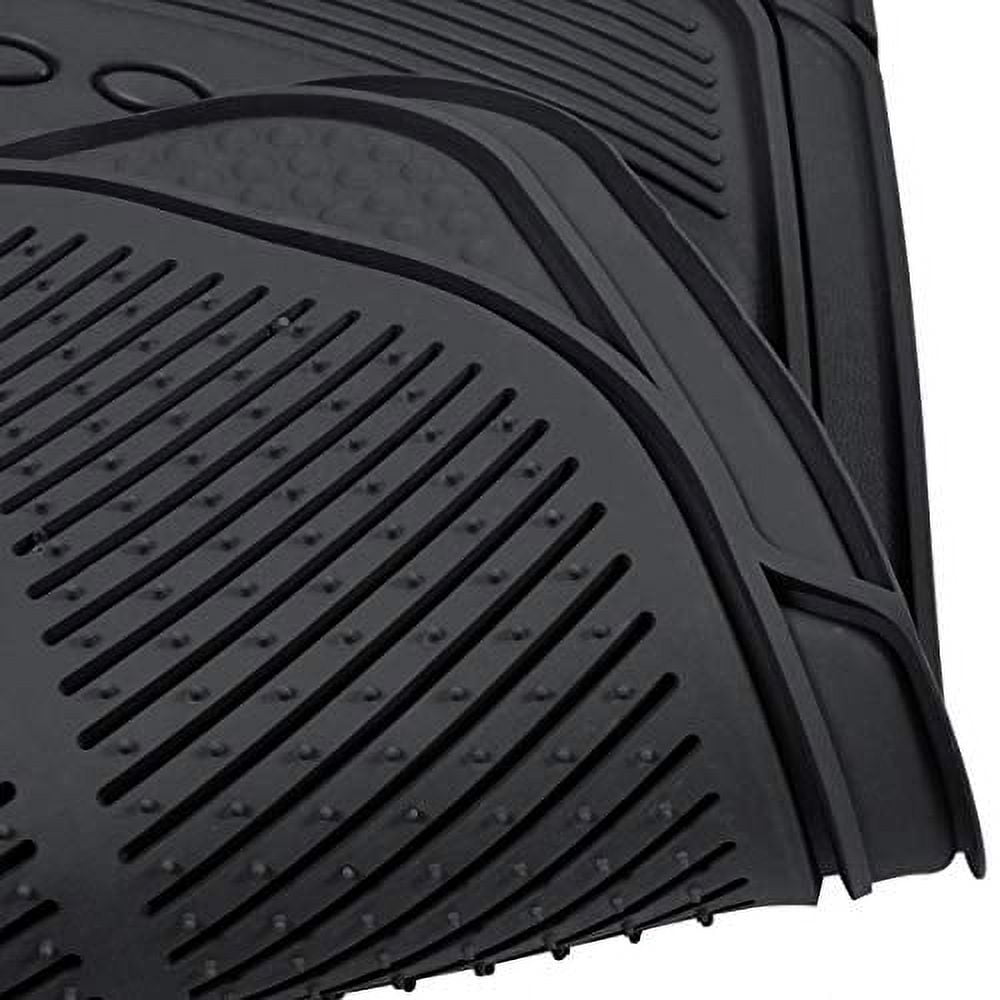 BDK Heavy-Duty 4-Piece Front and Rear Rubber Car Floor Mats, All Weather Protection for Trucks and SUVs