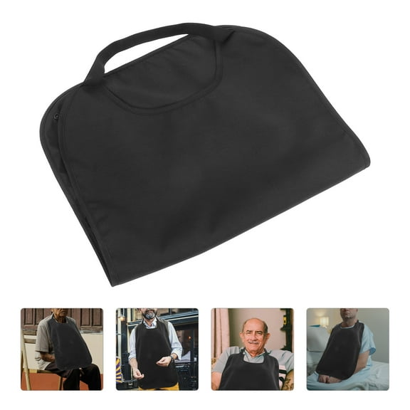 Soimiss Feeding Adult Bib Senior Bibs Neck Hanging Design Polyester Black 1Pack
