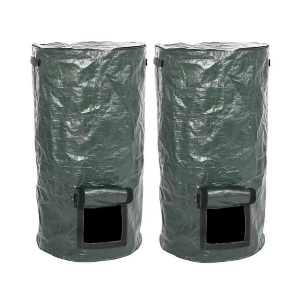 FRCOLOR 2 Pcs Garden Rubbish Bag Compost Bag Garden Trash Bag 35X60CM Dark Green