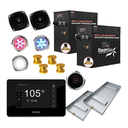 Black Series 24kW Steam Bath Generator with Continuous Steam Plus Quick Start Technology and Built-in Auto Drain in Gold