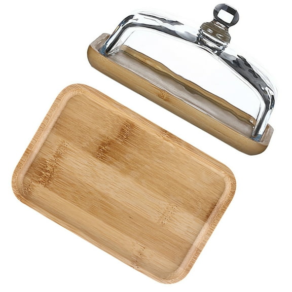 Moluckfu 1 Set of Serving Tray with Lid Glass Simple Design for Household Users