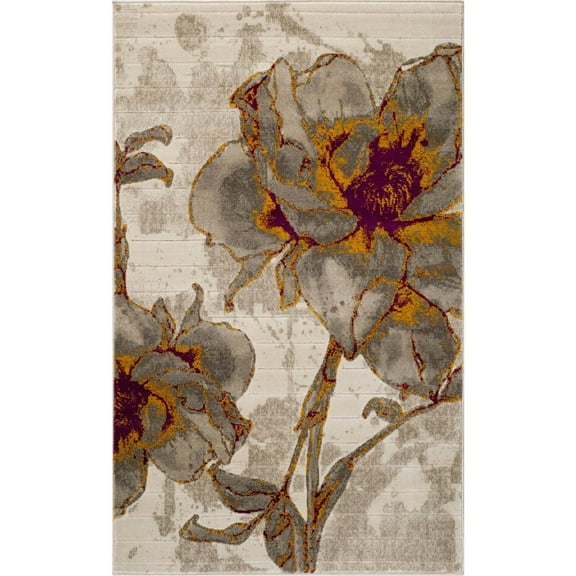 Safavieh Contemporary Porcello Polypropylene Pile Area Rug-Color:Ivory/Grey,Shape:Small Rectangle,Size:3' x 5'