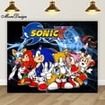 thumbnail image 4 of Fondo fotográfico para niños con pancarta de Sonic, decoración para fiesta de cumpleaños de niños, baby shower, fondo de tela de poliéster y vinilo con dibujos animados, 4 of 4