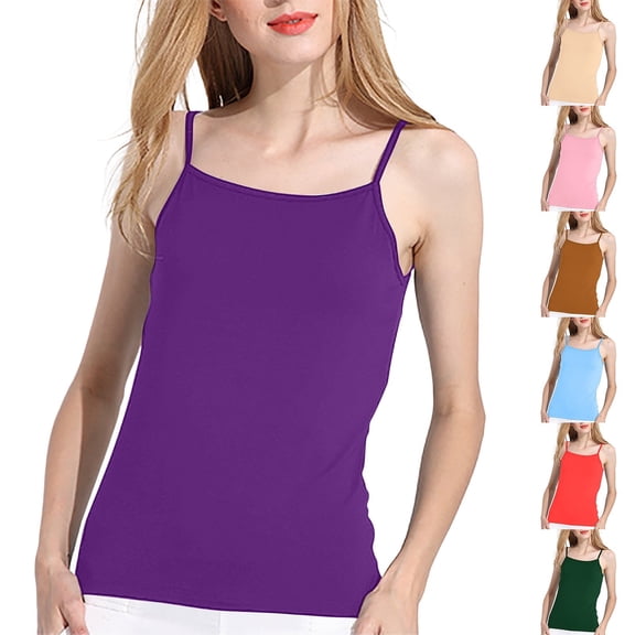 Women's Camisole Tank Top Solid Color Sleeveless Blouse Lightweight Casual Summer Camisoles by Yigetop Beige L