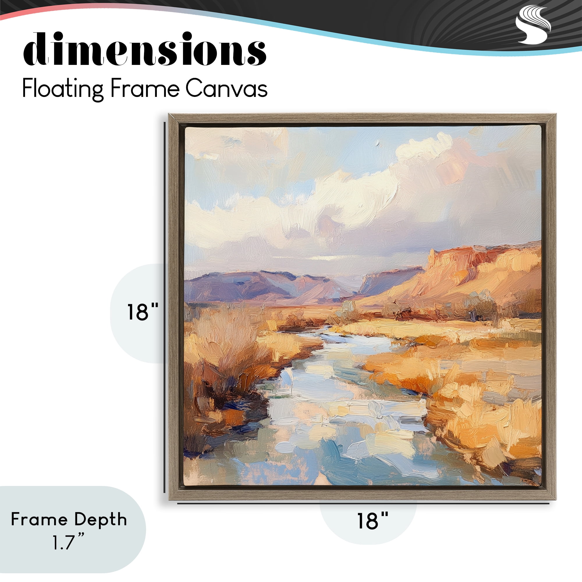 Stupell Industries Plateau River Evening Glow Brown Framed Floater Canvas Wall Art, design by Petal Prints Design