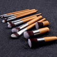 thumbnail image 3 of Set de brochas de maquillaje HUOGUO 11 Bamboo con bolsa de fibra sintética, 3 of 5