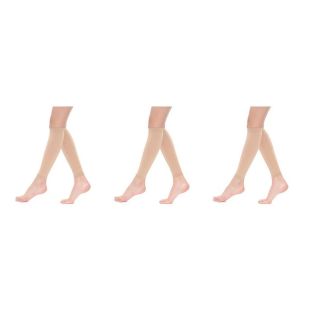 Vogacara Medias de compresión para mujeres y hombres alivian las molestias en las piernas medias cómodas que absorben la humedad color piel Type1 NO1