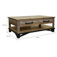 thumbnail image 5 of BenJara Peya 50 Inch 4 Drawer Coffee Table, Shelf, Distressed Gray, Brown Pine Wood, 5 of 5