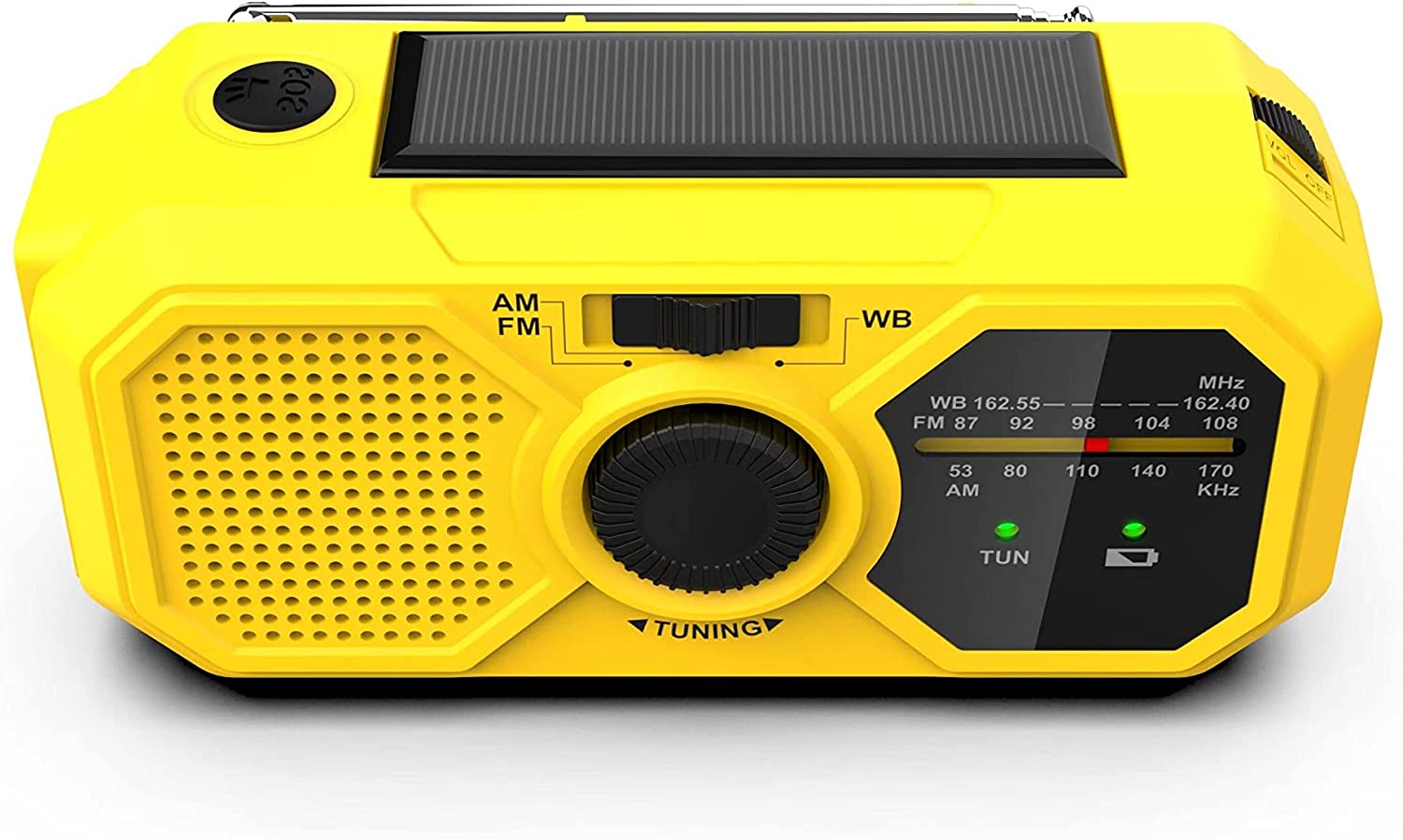 Kaito V5 AM/FM/NOAA Battery LED Flashlight Portable Weather Radio, Yellow