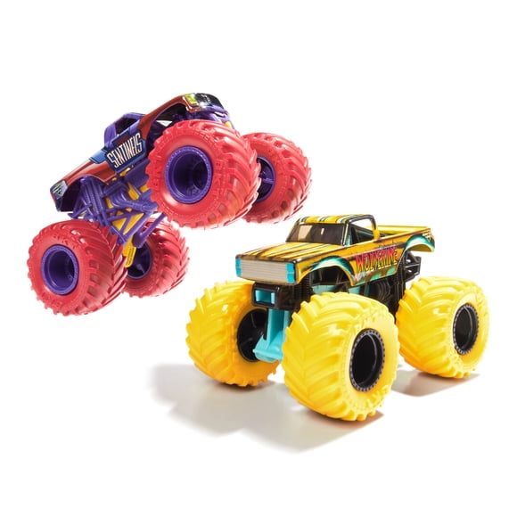 Monster Jam, Marvel Official The Sentinels Vs. Wolverine Die-Cast Monster Trucks, 1:64 Scale, Kids Toys for Boys and Girls Ages 3 and up