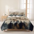 thumbnail image 3 of King Quilt Set 96''x106'', Tan Forest Lightweight Summer Bedspread Coverlet Set with 2 Pillow Shams, Trees Woods Vintage Natural Watercolor Breathable All Season Quilt Bedding for Bedroom/Guest Room, 3 of 9
