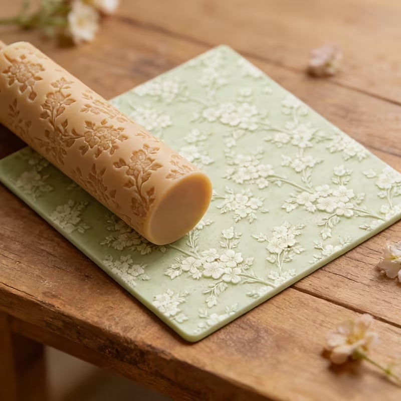 Small Flower Texture Embossed Polymer Clay Texture Roller - an essential tool for pottery, sculpture and craft design