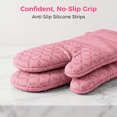 thumbnail image 4 of M Buder 4-Piece Oven Mitts Set, 392°F Heat Resistant Cotton Oven Gloves with Pot Holders, Non-Slip for Cooking, Baking, BBQ, Pink, 4 of 7