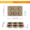 thumbnail image 3 of Hamburger Bun Pan, Non Stick Jumbo Muffin Pans for Baking Carbon Steel 6 Cavities Mold Pan Burger Buns Little Cakes Or Bread, Gray, 13.35x9x1.2, 3 of 5