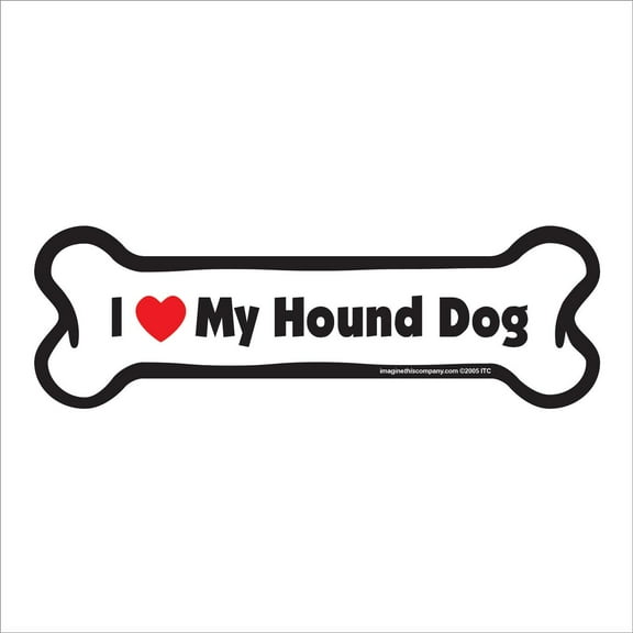 I Love My Hound Dog Bone Magnet