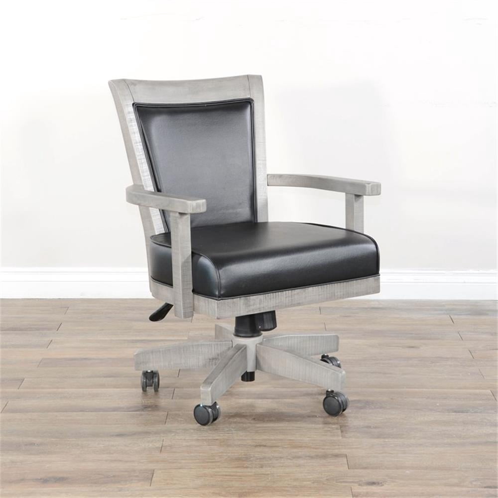 Sunny Designs Wood Game Chairs with Casters and Cushion Seat in Alpine Gray