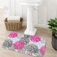 thumbnail image 6 of Pink Grey Floral Flannel Bath Mat 16x24 Inches, Soft Absorbent Non-Slip Bathroom Rug, Machine Washable Floor Mat for Shower, 6 of 7