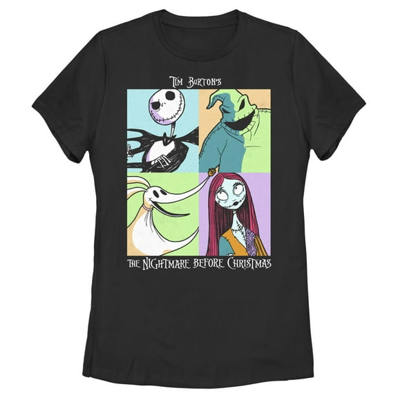 Women's The Nightmare Before Christmas Group Character Portraits  Graphic Tee Black Small