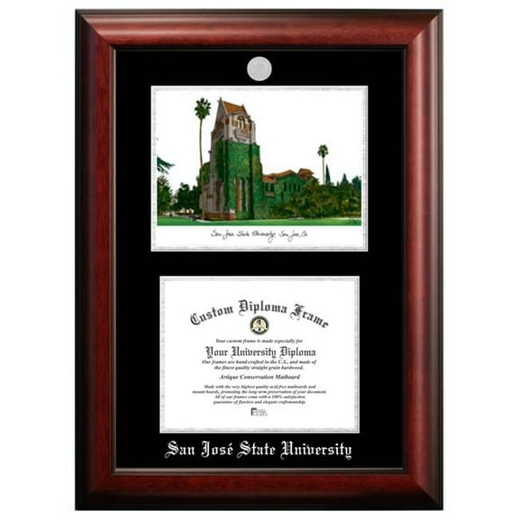 Campus Images  11 x 8.5 in. San Jose State University Silver Embossed Diploma Frame with Lithograph