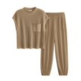 thumbnail image 1 of Conjunto Deportivo PRETTYGARDEN Verano 2 Piezas de Punto Caqui Talle Grande, 1 of 8