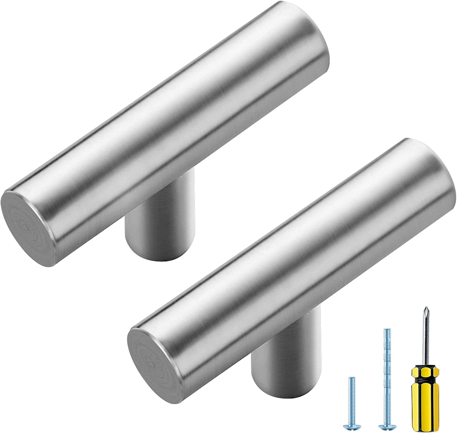 Zoizocp 55 Pack Silver T Bar Knobs 2 Inch Dresser Knobs Brushed