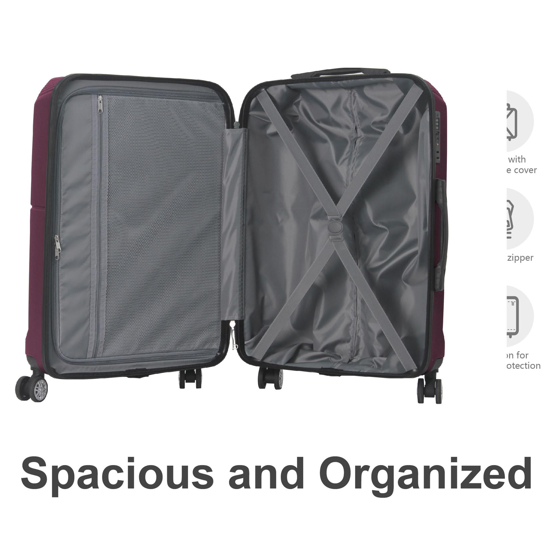 3pc Hardshell Luggage Set with TSA Lock, Lightweight ABS Spinner Suitcase with Multi-Position Handle 20" 24" 28"