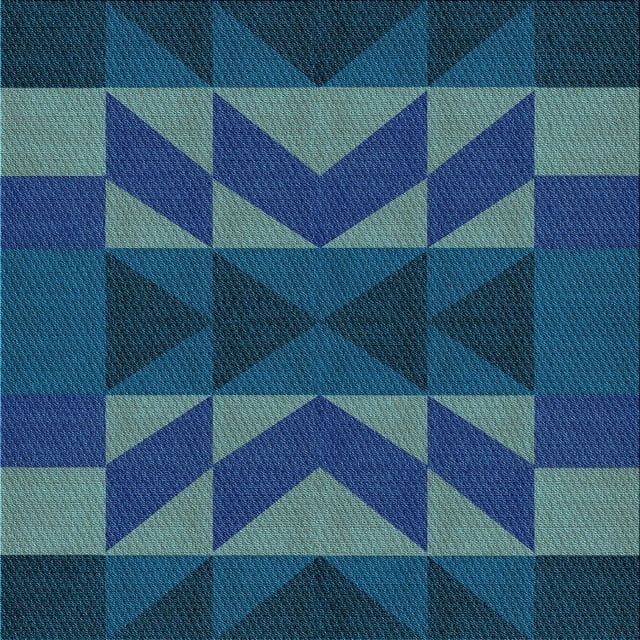 Ahgly Company Tapis d'Intérieur Lavable à la Machine, Carré, Transitionnel, Bleu Ivy Bleu, Tapis de Zone, 7 Pieds Carré