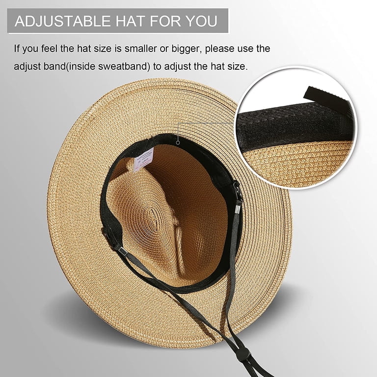 Women Wide Brim Straw Panama Roll up Hat Fedora Beach Sun  display picture 1