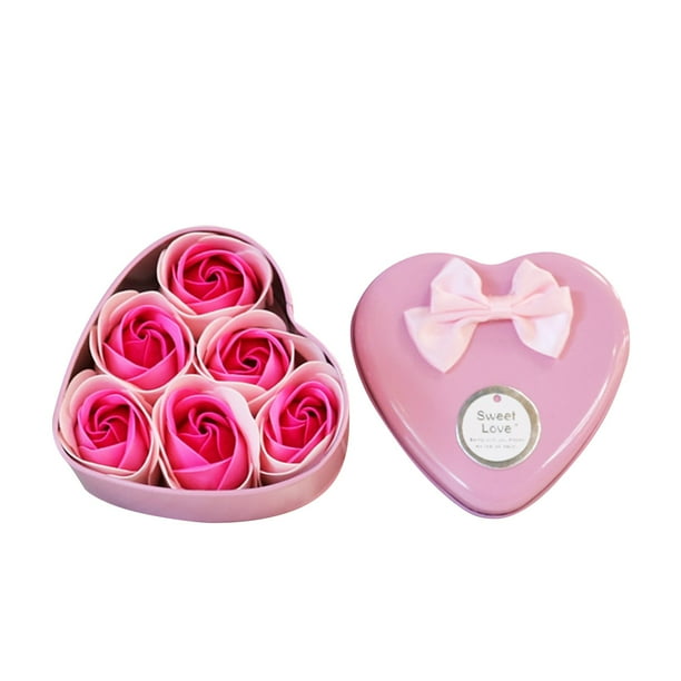 Set de 6 Rosas de Jabón, Decoración En Forma de Corazón, Pétalos de Baño Perfumados, Elegante Caja de Regalo, Decoración Versátil para El Hogar o La Boda, Perfecto para Aniversarios, Juego de 6 Pieza