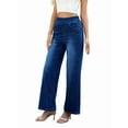 thumbnail image 2 of Women'S Large Size Denim Wide Leg Pants High Waist Slimming Multi-Pocket Straight Loose Casual Pants Dark Blue XS, 2 of 9