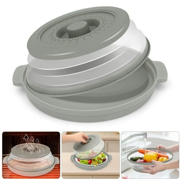 EEEkit Collapsible Microwave Splatter Cover, Vented Silicone Microwave Cover for Food with Tray