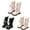 Beige, variant on 2-12Y Girls Leather Knee High Boots Lace up Pearl Bow Combat Boot Side Zipper Furry Lined Mid Calf Riding Booties Beige