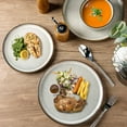 thumbnail image 2 of AmorArc Ceramic Dinner Plates Set of 2, 10.5 Inch Large Stoneware Plates for Kitchen, Microwave& Dishwasher Safe, Scratch Resistant-Green Wheat, 2 of 4