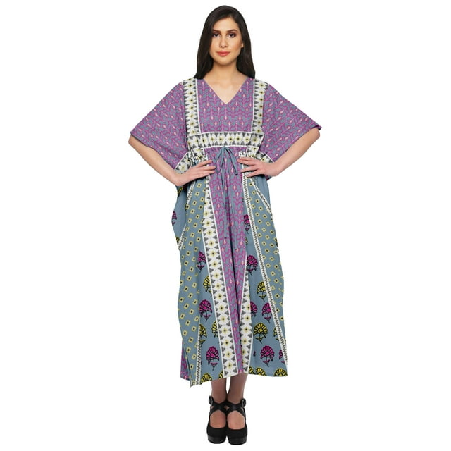 Moomaya Kaftan de Plage, Paréo de Bikini, Robe Longue Maxi Caftan pour Femmes