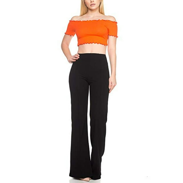 jovati Pantalon Palazzo Fluide pour Femmes Taille Haute Mode Uni Ample Grand Long