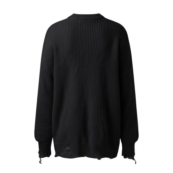 Vedolay Women's Tops Womens 2023 Trendy Fall Fashion Sweaters Knit Ribbed Stripe Pullover Top,Black XXL