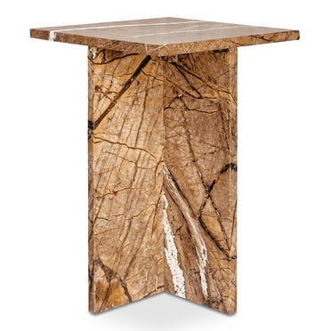 Moe's Home Collection Blair Accent Table Golden Forest Marble Stone Side Tables